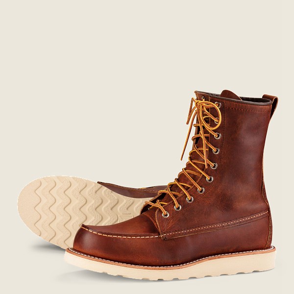 Heritage Støvler Herre - Red Wing Classic Moc - 8-Inchr Rough & Tough Læder - Brune - UXLQYD-283